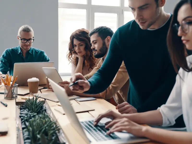 Learners working on group project